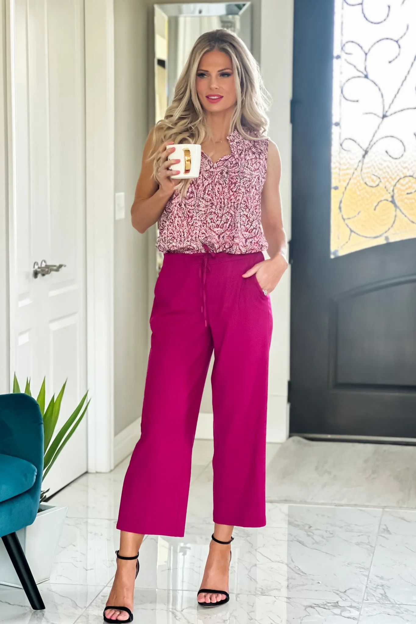 Liverpool Tara Wide Leg Pull On Pant : Fuchsia