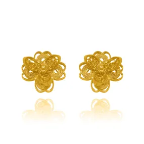 LOTUS SOLID GOLD 18K STUD EARRINGS FILIGREE