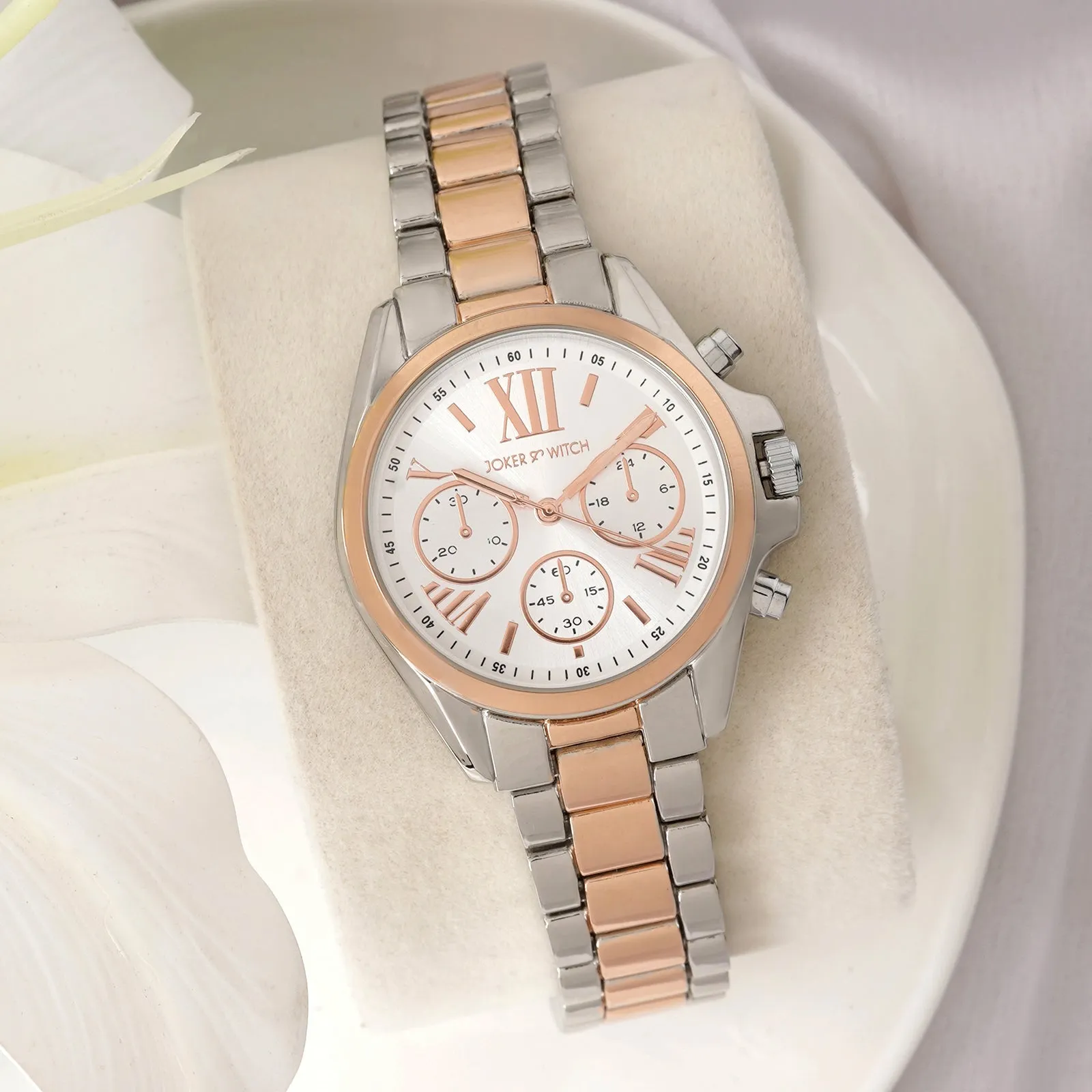 Meghan Dual tone Metallic Strap Watch