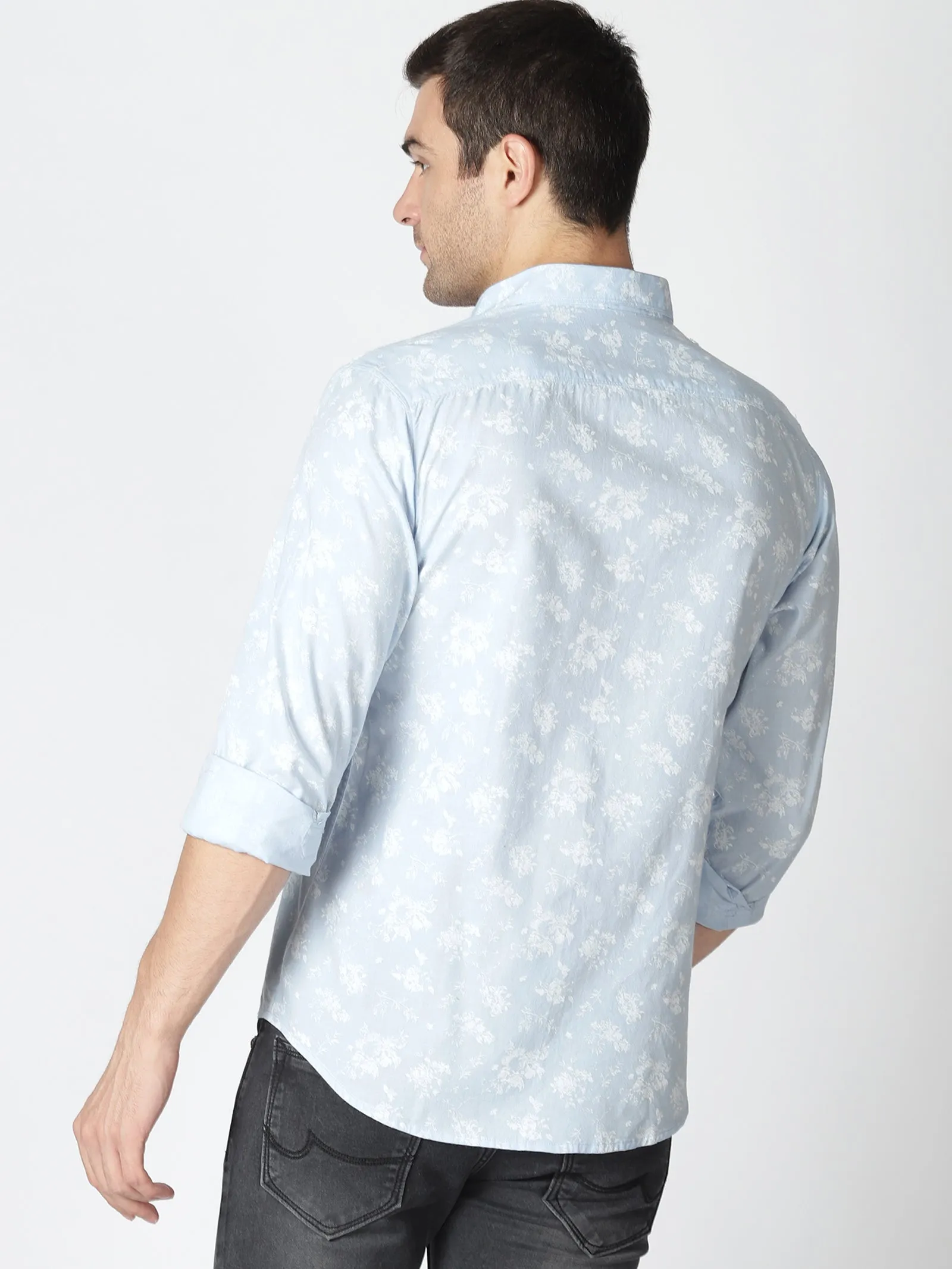 MEN'S BLUE PRINT SLIM FIT SHIRT