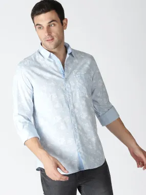 MEN'S BLUE PRINT SLIM FIT SHIRT