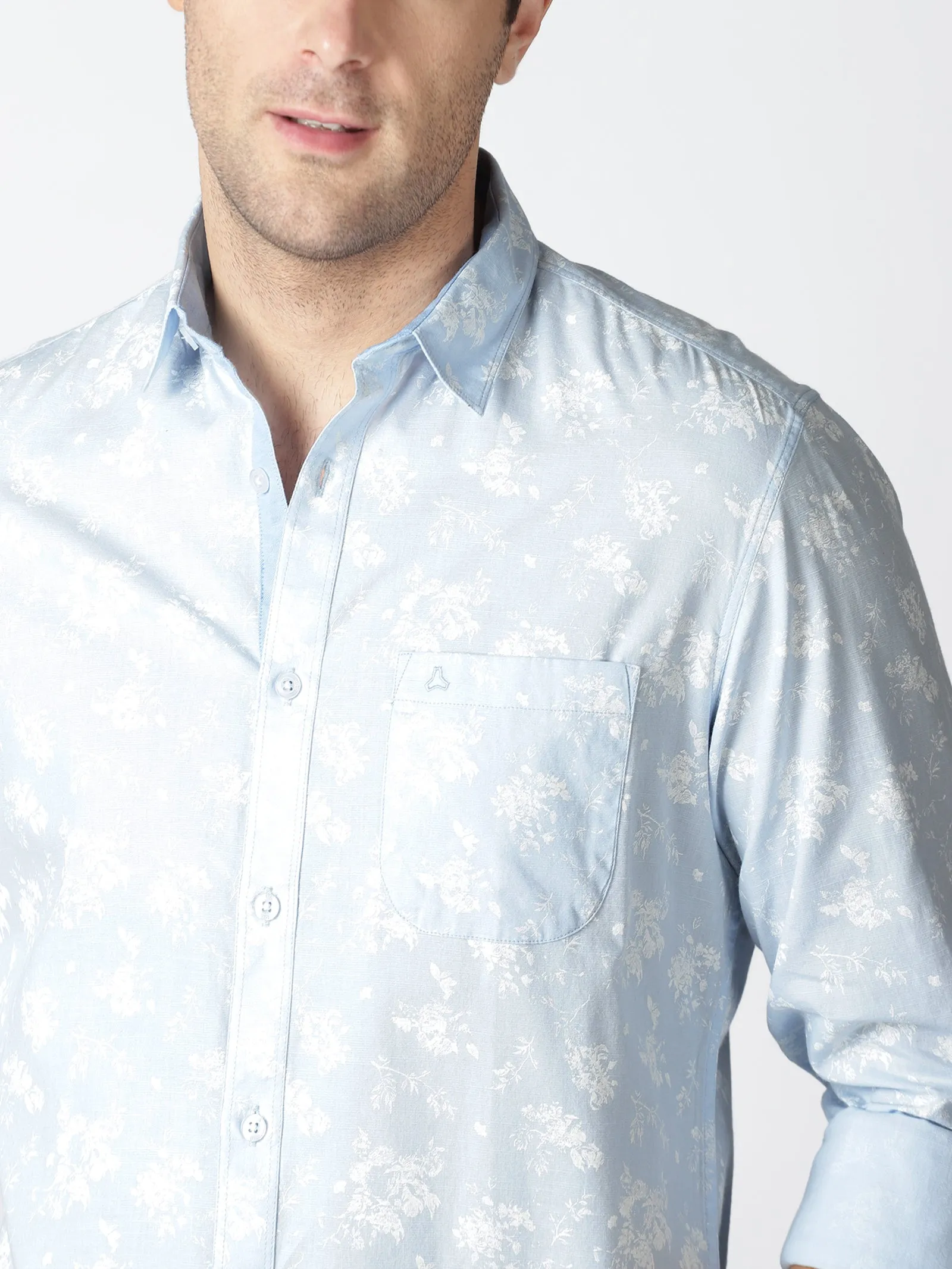 MEN'S BLUE PRINT SLIM FIT SHIRT