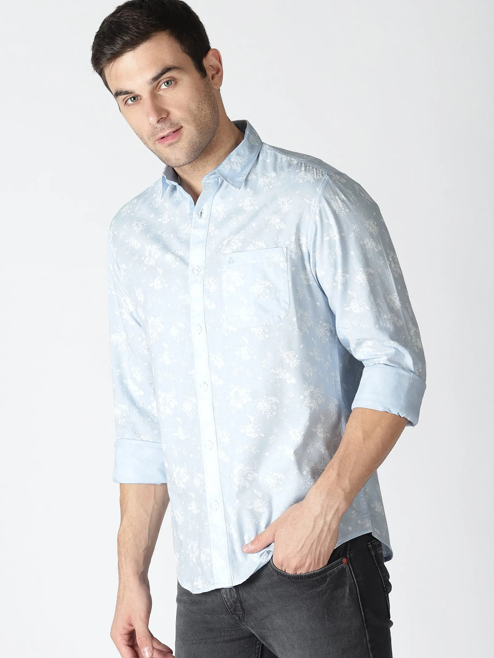 MEN'S BLUE PRINT SLIM FIT SHIRT