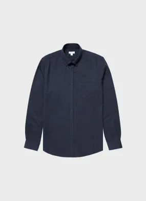 Men's Button Down Flannel Shirt in Navy Melange