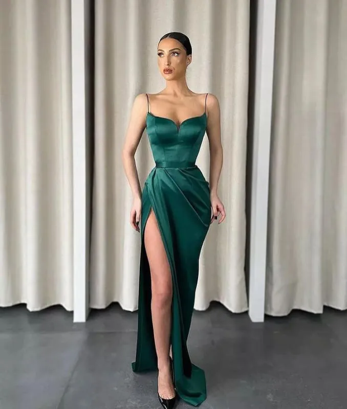 Mermaid Prom Gown with Spaghetti Straps and Sultry Split