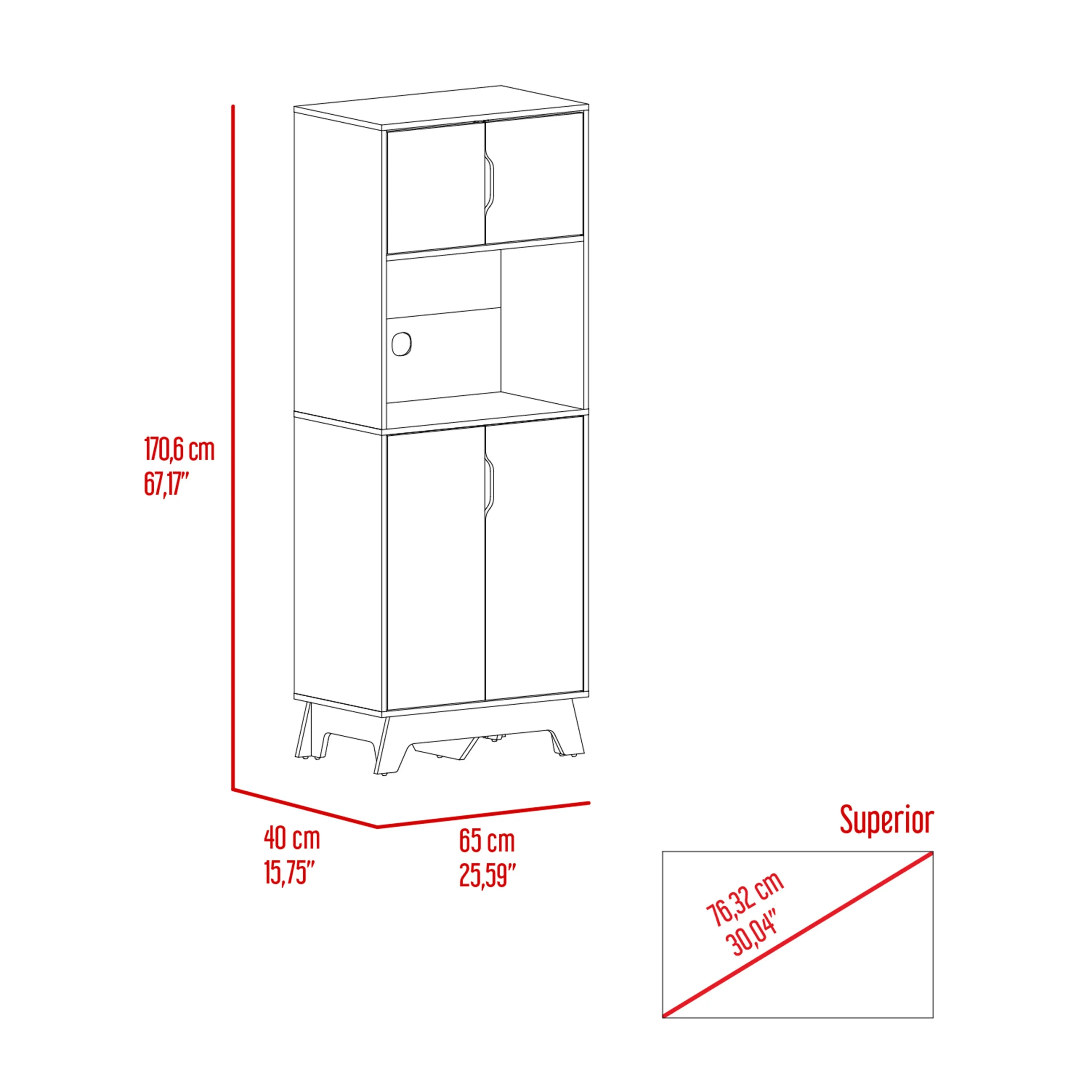 Microwave Tall Cabinet Wallas Light Oak/White