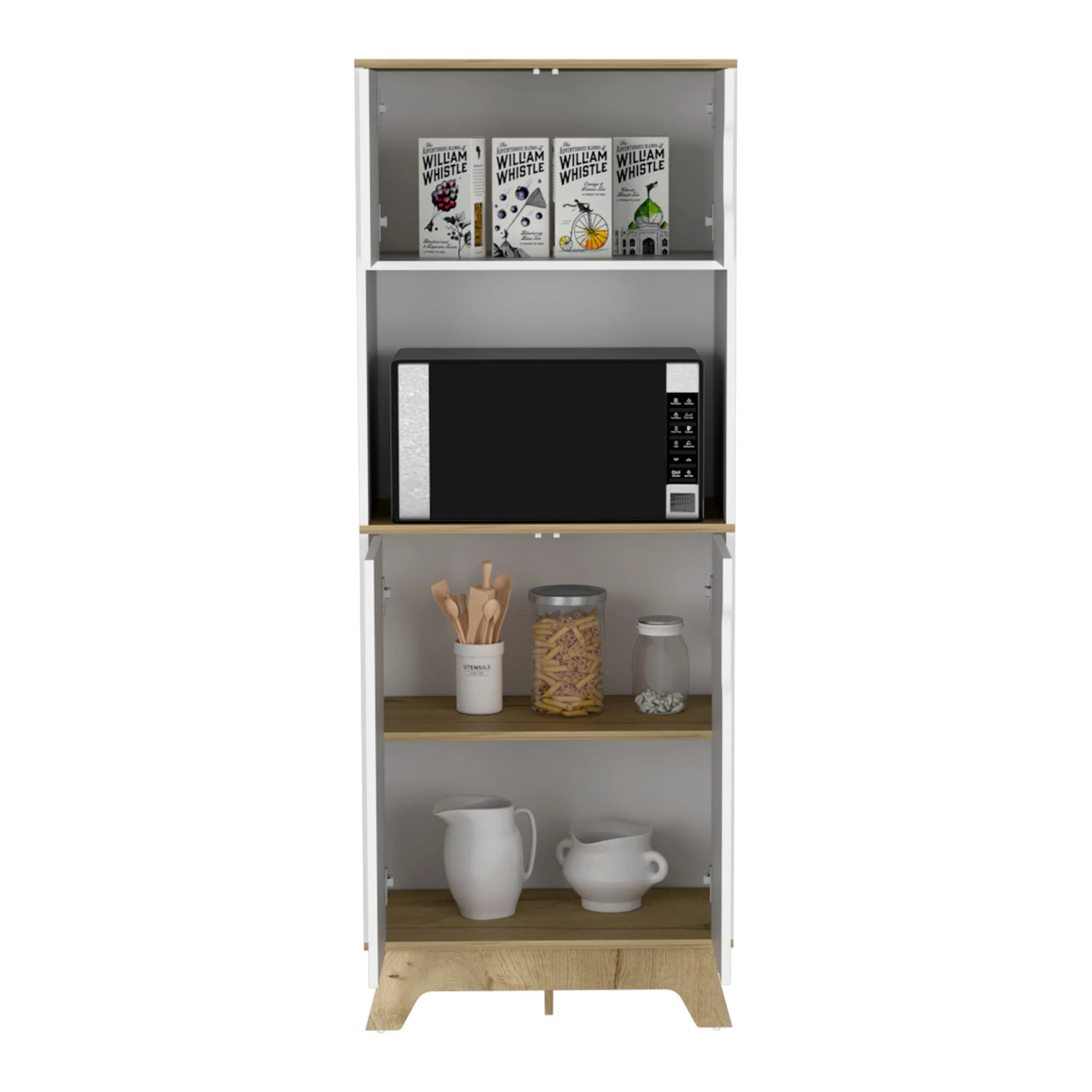 Microwave Tall Cabinet Wallas Light Oak/White