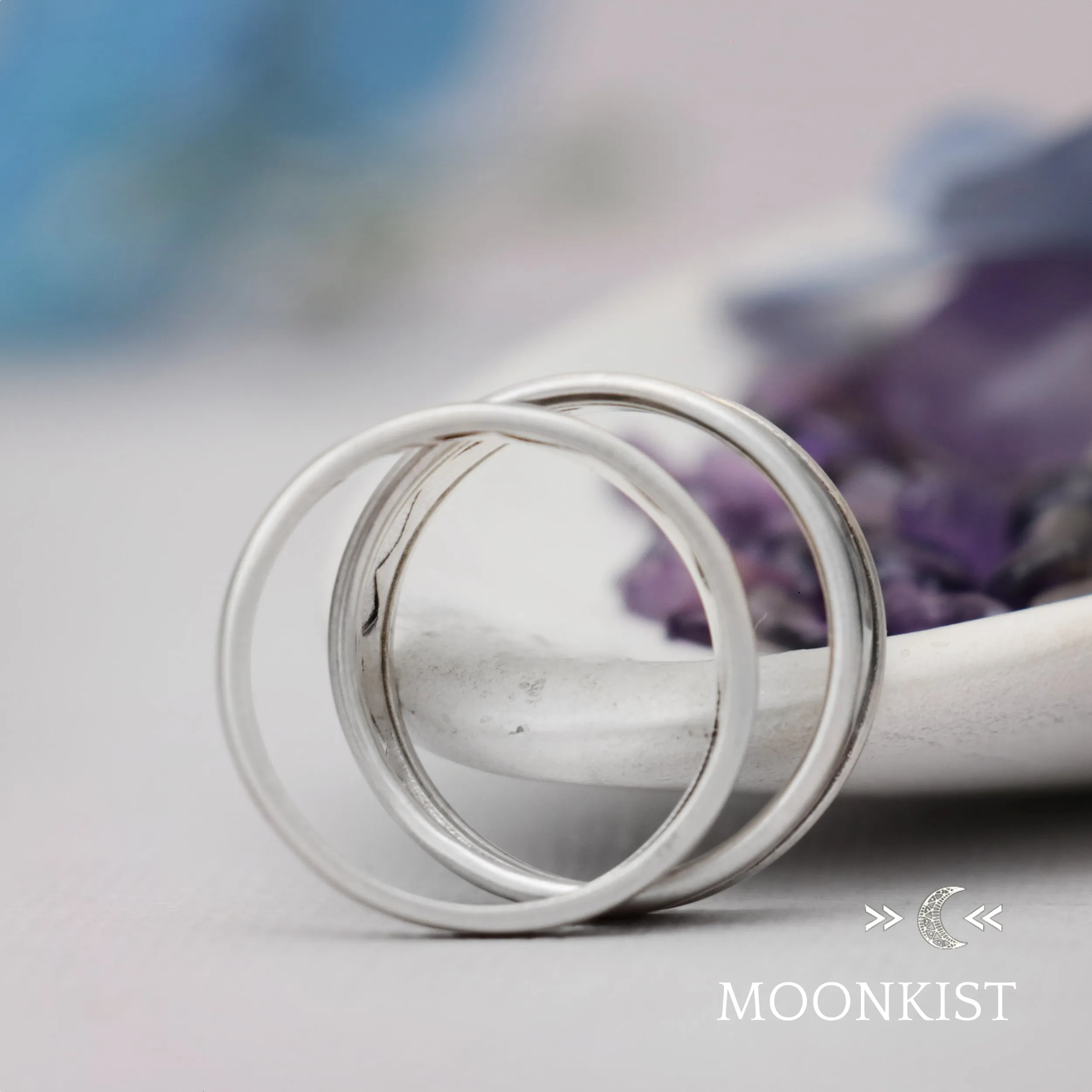 Narrow and Wide Mountain Landscape Wedding Band | Moonkist Designs