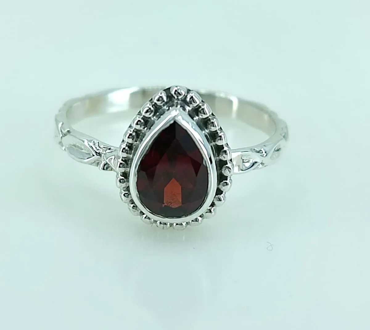 Natural Garnet 925 Solid Sterling Silver Handmade Women Ring