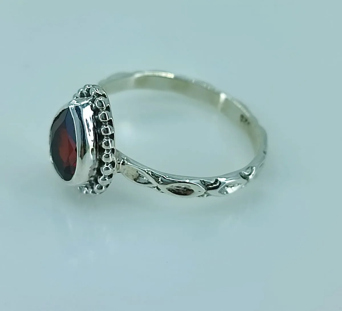 Natural Garnet 925 Solid Sterling Silver Handmade Women Ring