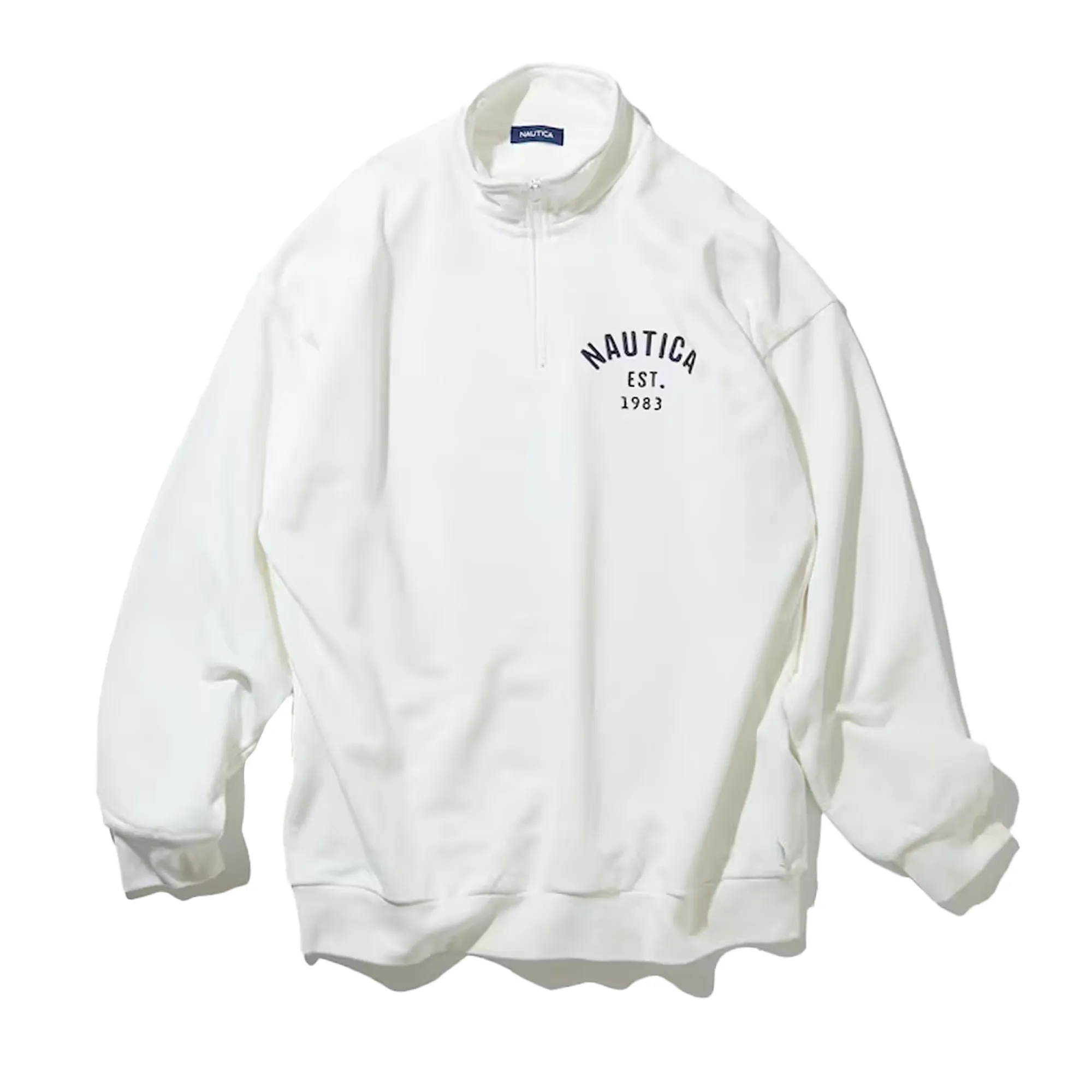 Nautica Japan Half-Zip Felt Arch Logo Pullover White