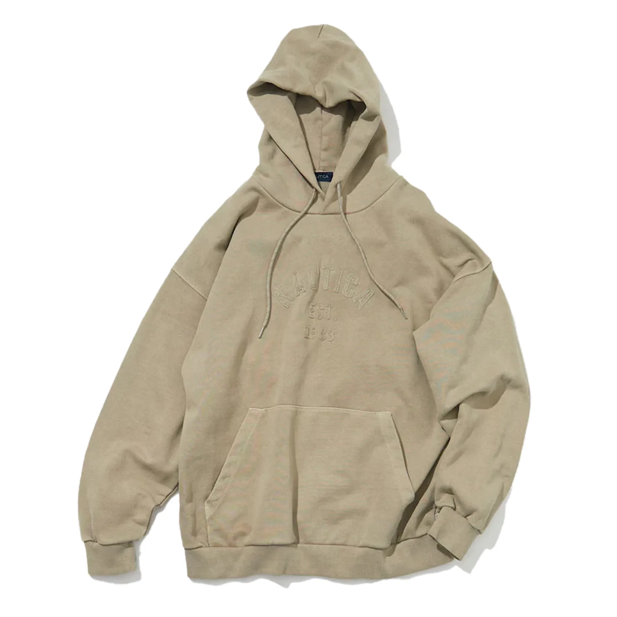 Nautica Japan Pigment Dyed Felt Logo Hoodie Beige