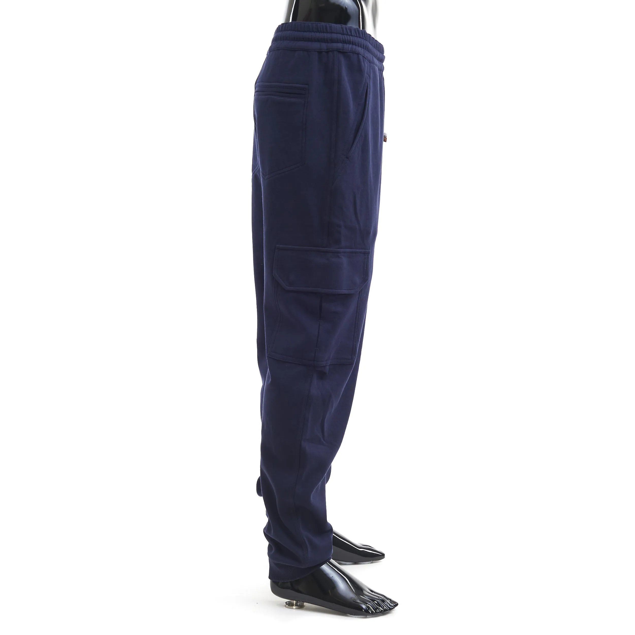 Navy Blue French Terry Cotton Cargo Pants