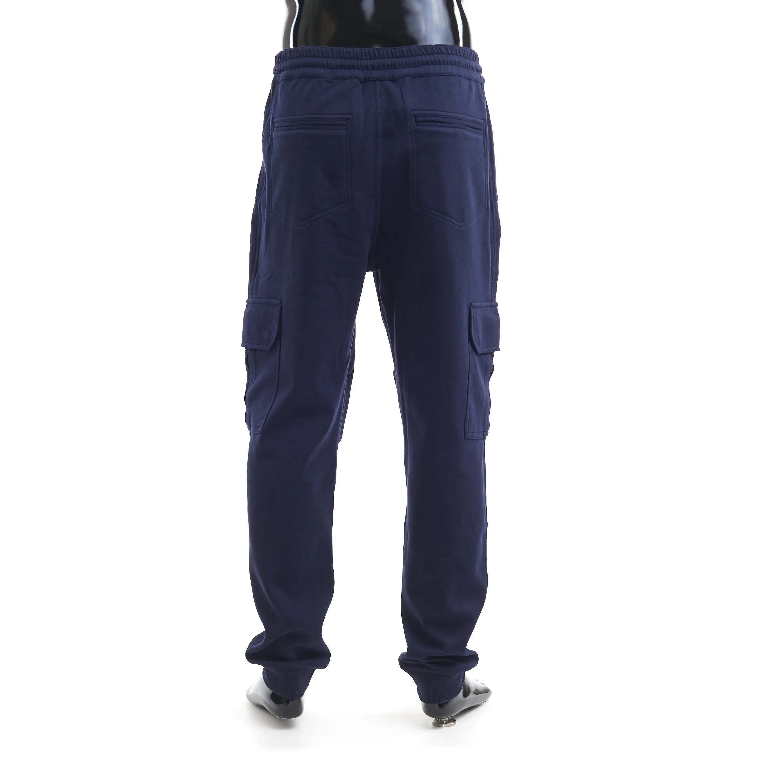 Navy Blue French Terry Cotton Cargo Pants