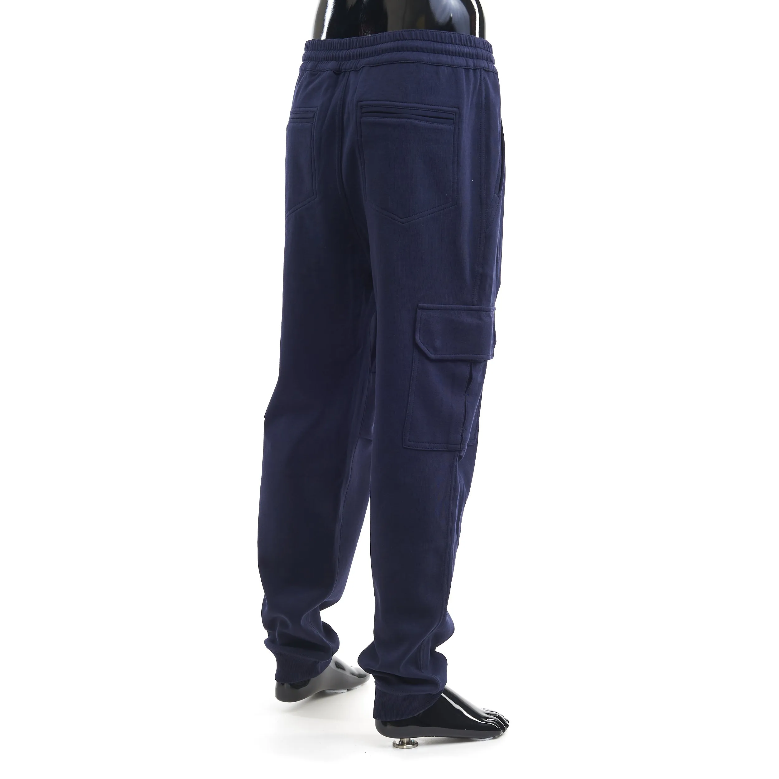 Navy Blue French Terry Cotton Cargo Pants