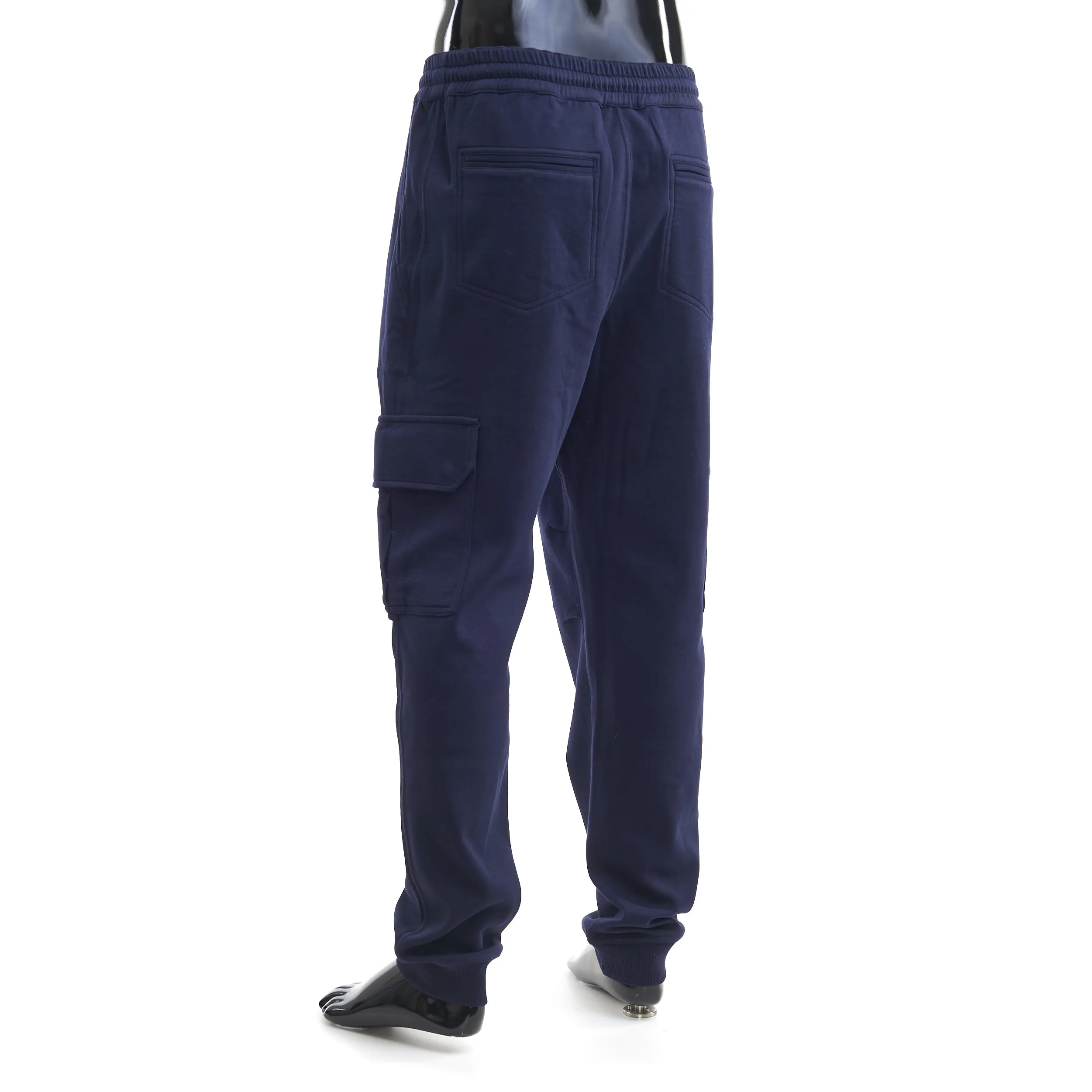 Navy Blue French Terry Cotton Cargo Pants