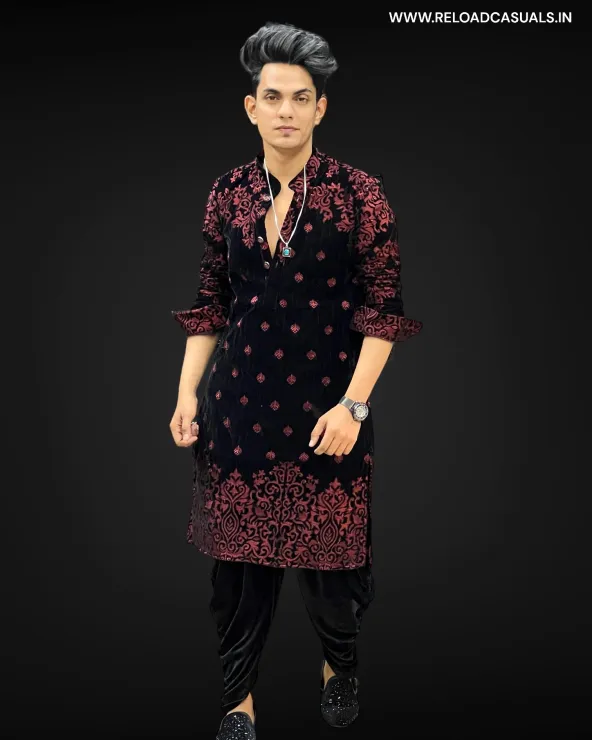 New Heavy Embroidery Dot Leaf Designer Kurta & Pyjama - Combo