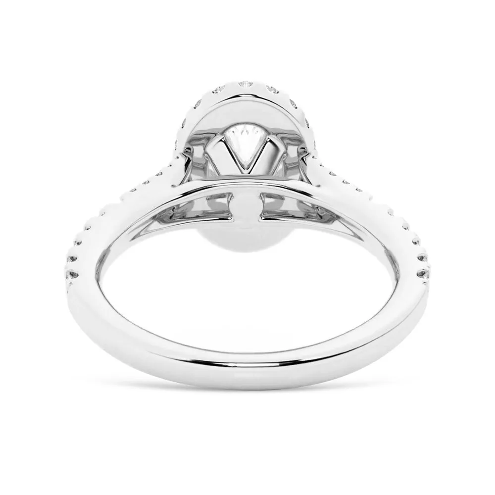 NEW Oval Cut Split-Shank Moissanite Halo Engagement Ring