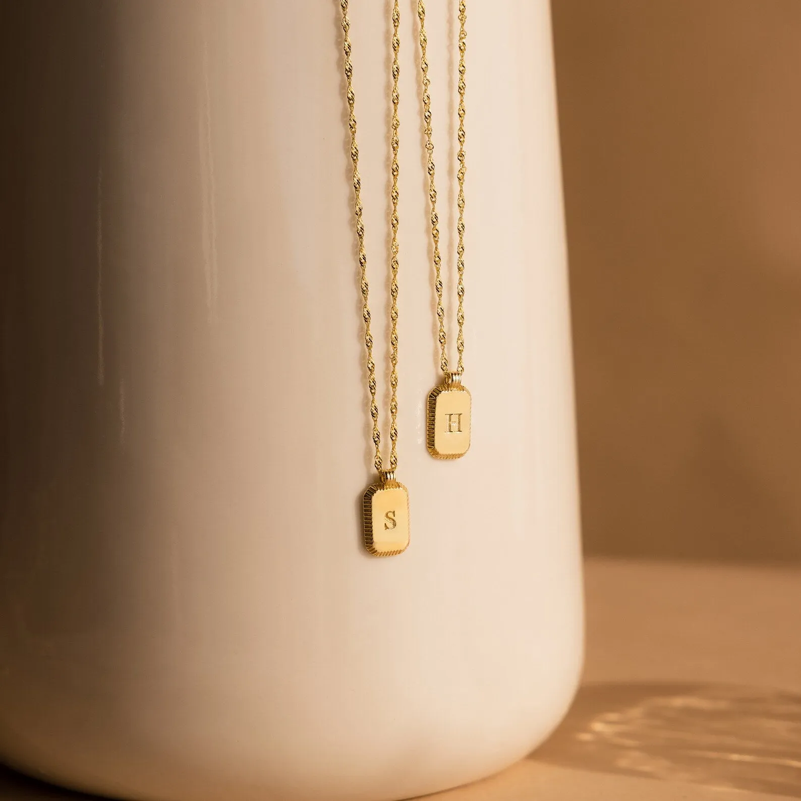 Newsletter Ribbed Initial Necklace