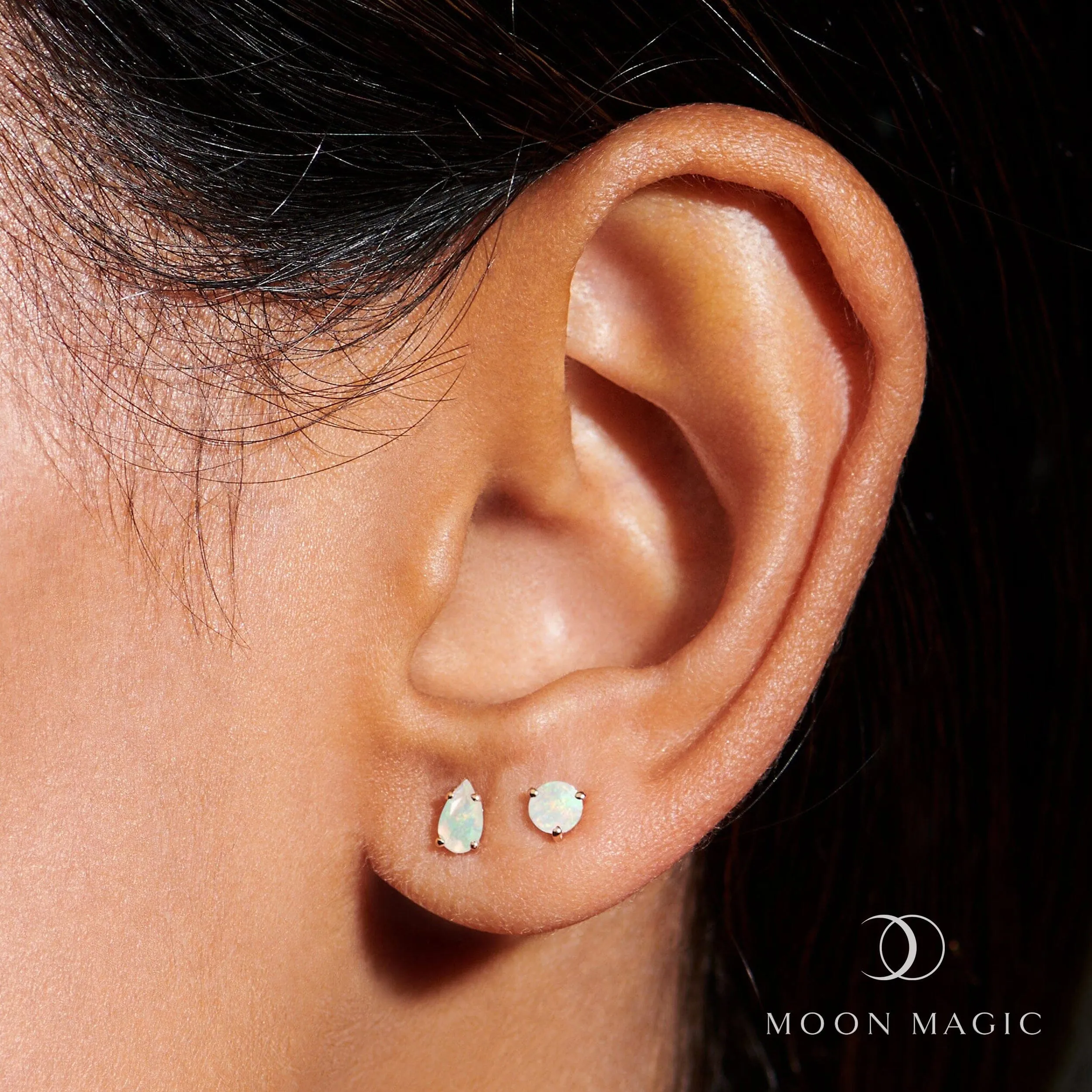 Opal Petite Round & Teardrop Studs