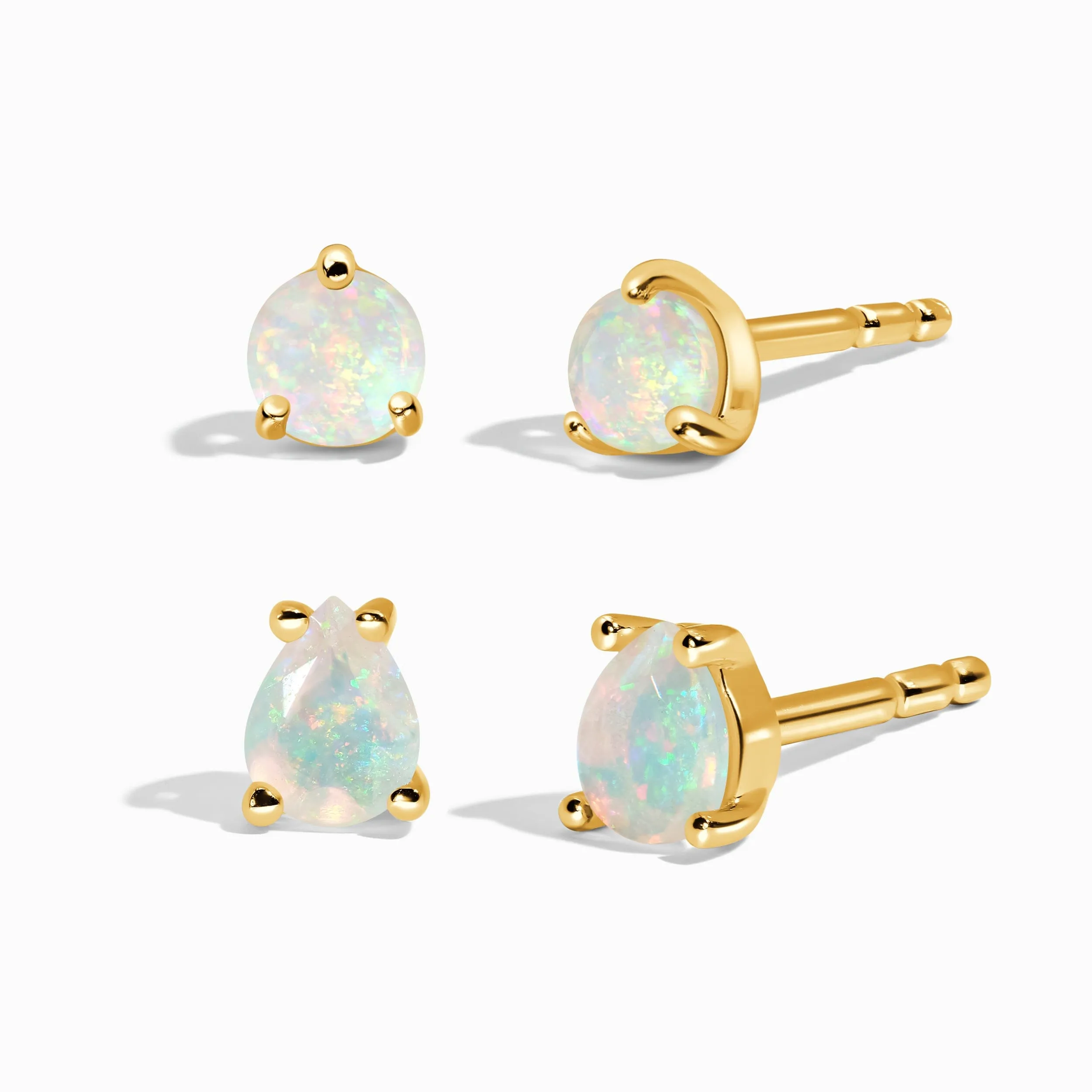 Opal Petite Round & Teardrop Studs