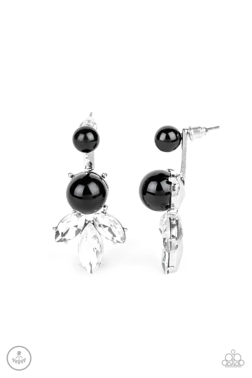 Paparazzi Extra Elite - Black Bead Jacket Style Earring