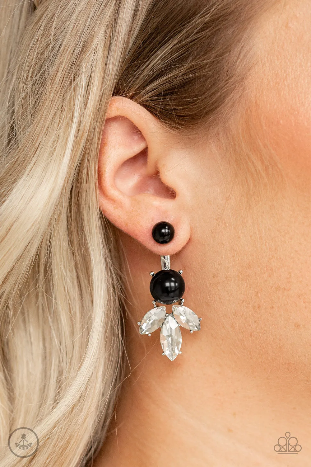 Paparazzi Extra Elite - Black Bead Jacket Style Earring