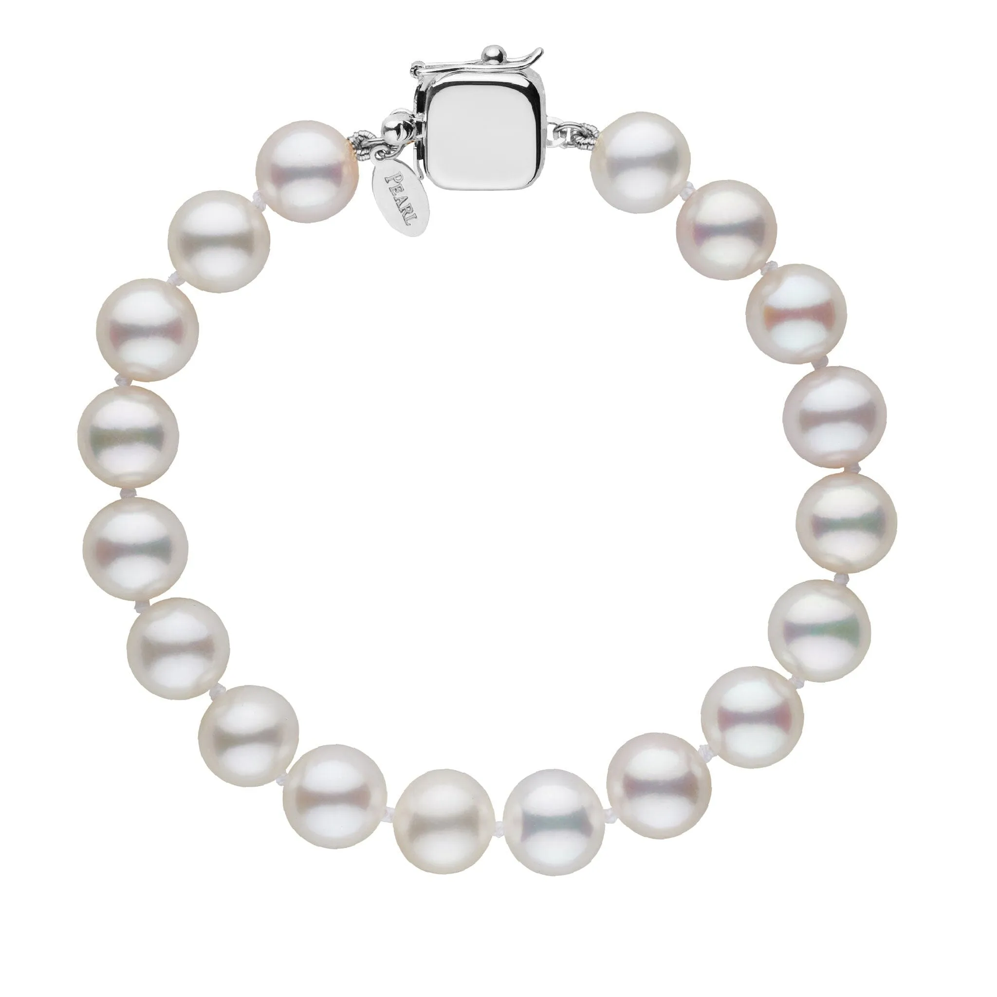 Personalized 8.5-9.0 mm White Freshadama Freshwater Pearl Square Clasp Bracelet