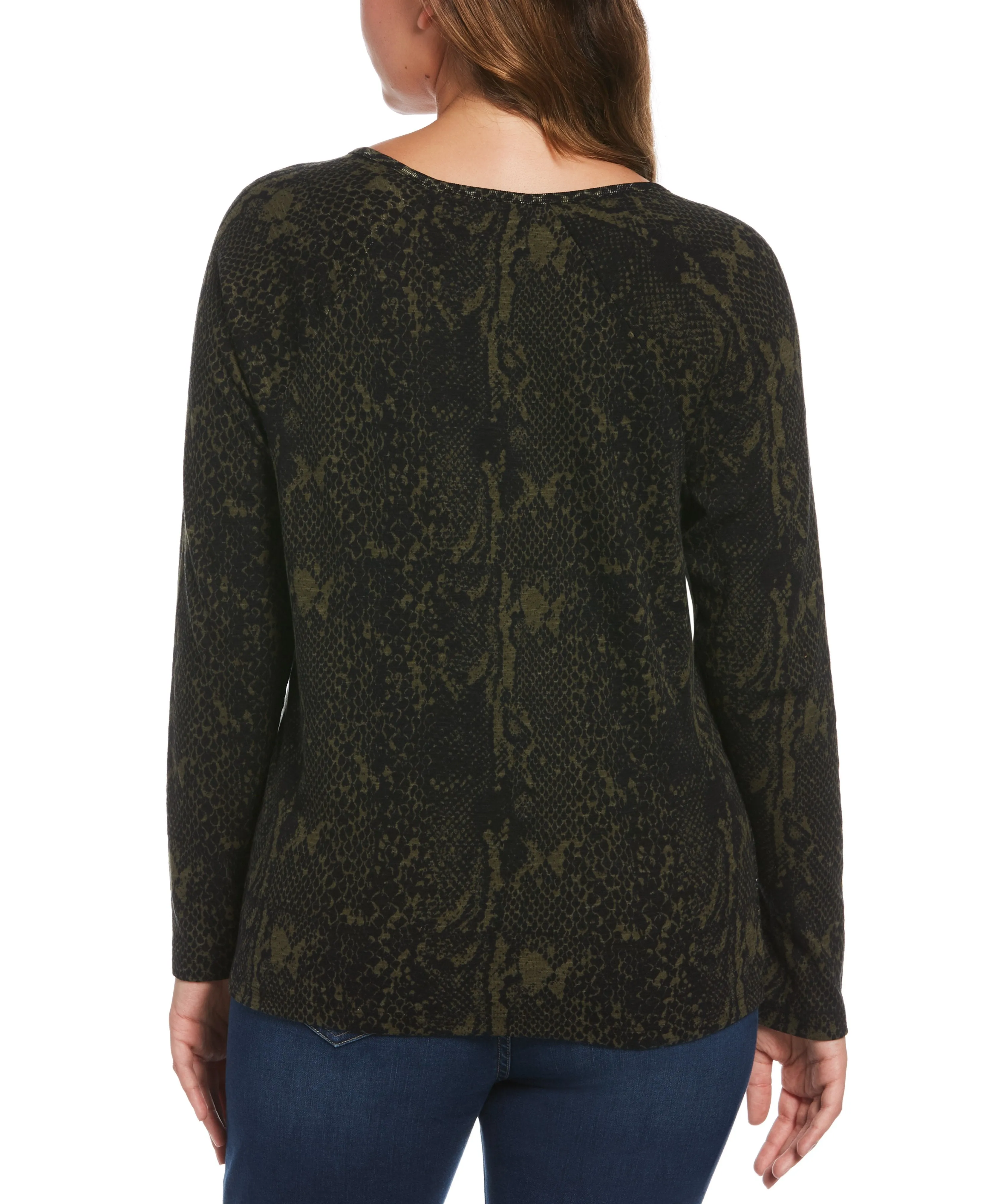 Petite Snake Print Raglan Sleeve Top