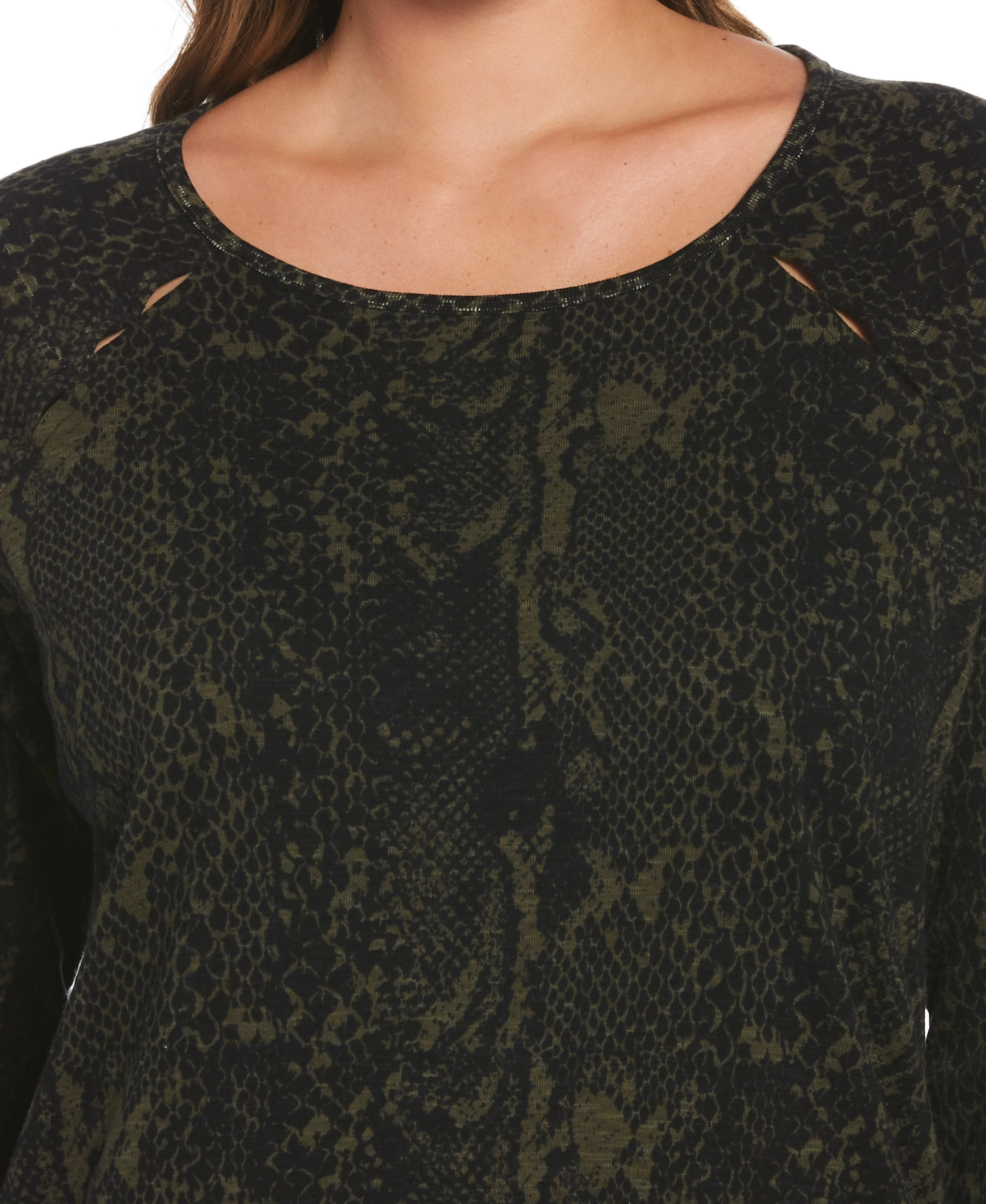 Petite Snake Print Raglan Sleeve Top