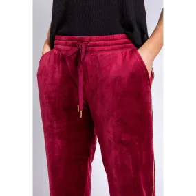 PJ Salvage Women's Velour Vanity Lightning Bolt Pants- PORT