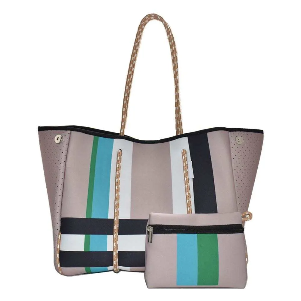 Plaid Print Neoprene Tote - The Melissa Bag