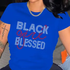 Rhinestone Black Girl Blessed Tee