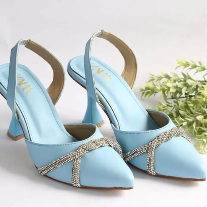 Rhinestone Decor Slingback Heels