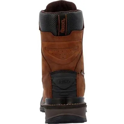 Rocky Men's Rams Horn 9" Comp Toe WP Western Work Boot -Brown- RKW0407