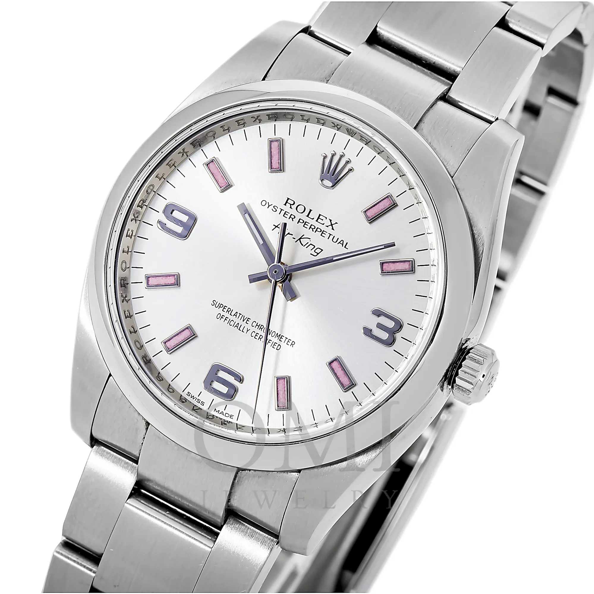 ROLEX OYSTER PERPETUAL AIR KING 114200 34MM SILVER DIAL WITH STAINLESS STEEL OYSTER BRACELET