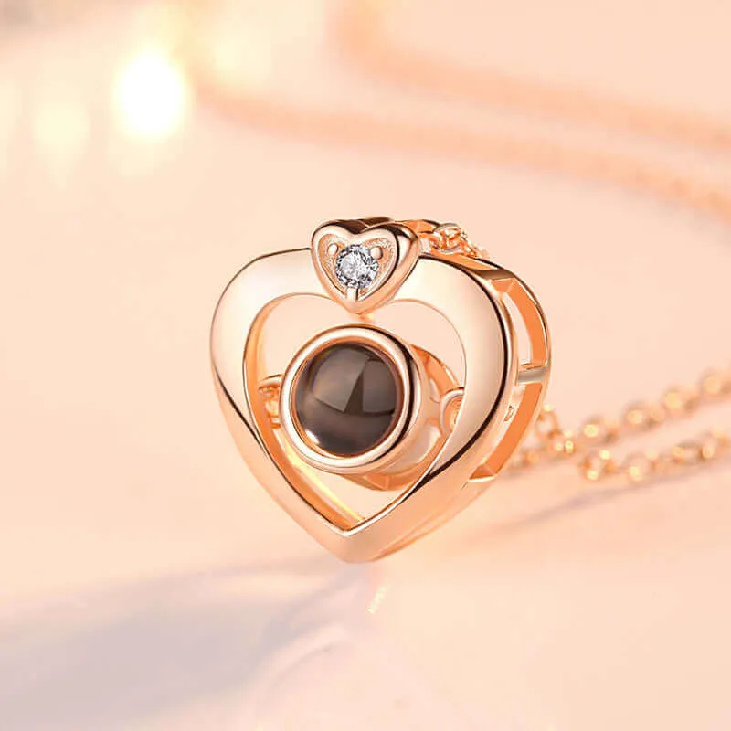 Romantic Heart Projective Photo for Girlfriend Necklace With Picture Inside