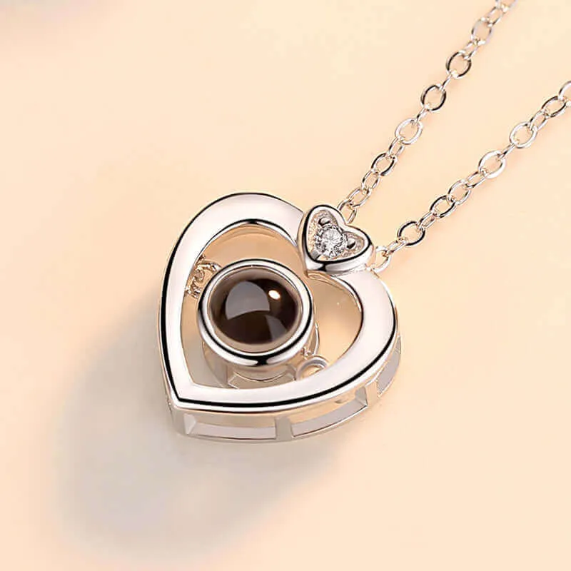 Romantic Heart Projective Photo for Girlfriend Necklace With Picture Inside