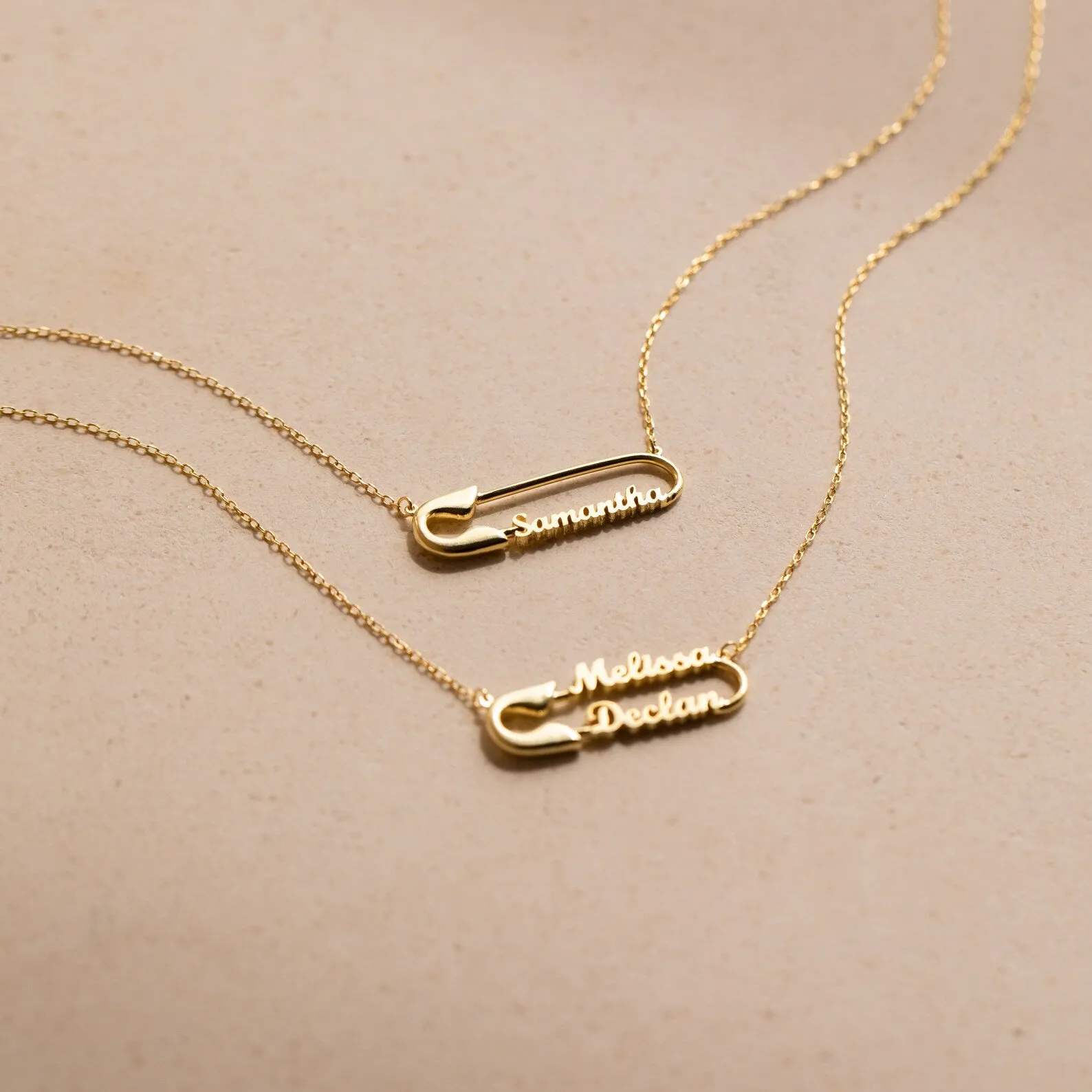 Safety Pin Name Necklace