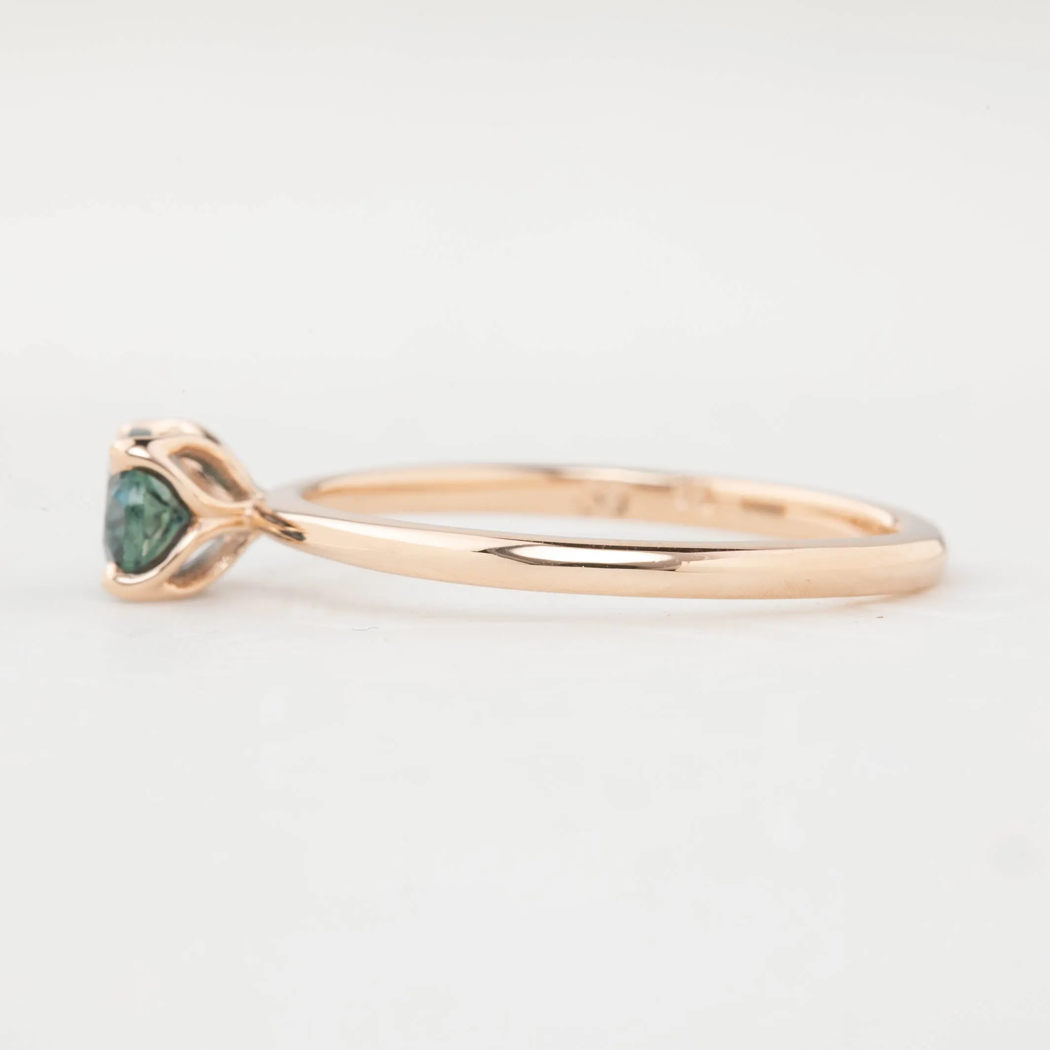 Sara Ring 0.86ct Blue Green East West Oval Montana Sapphire, 14k Rose Gold (One of a kind)