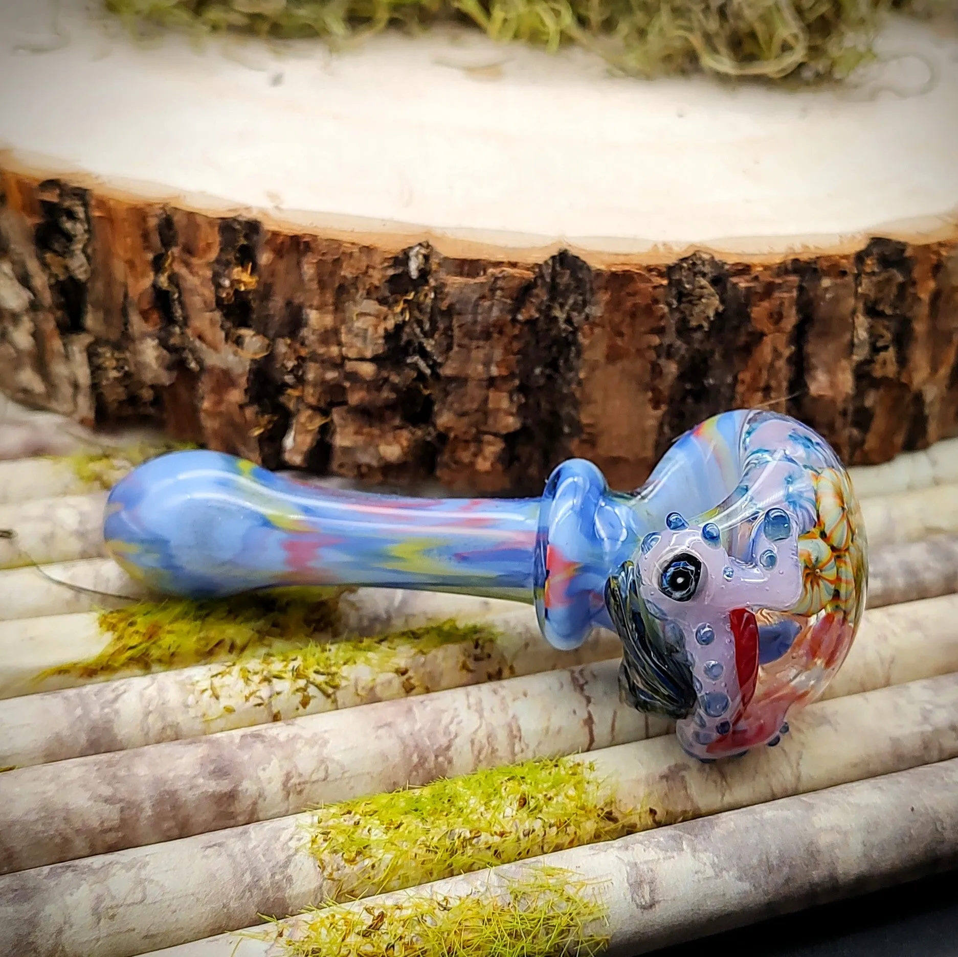 Seahorse Seascape Marbled Hand Pipe (Ready to Ship)