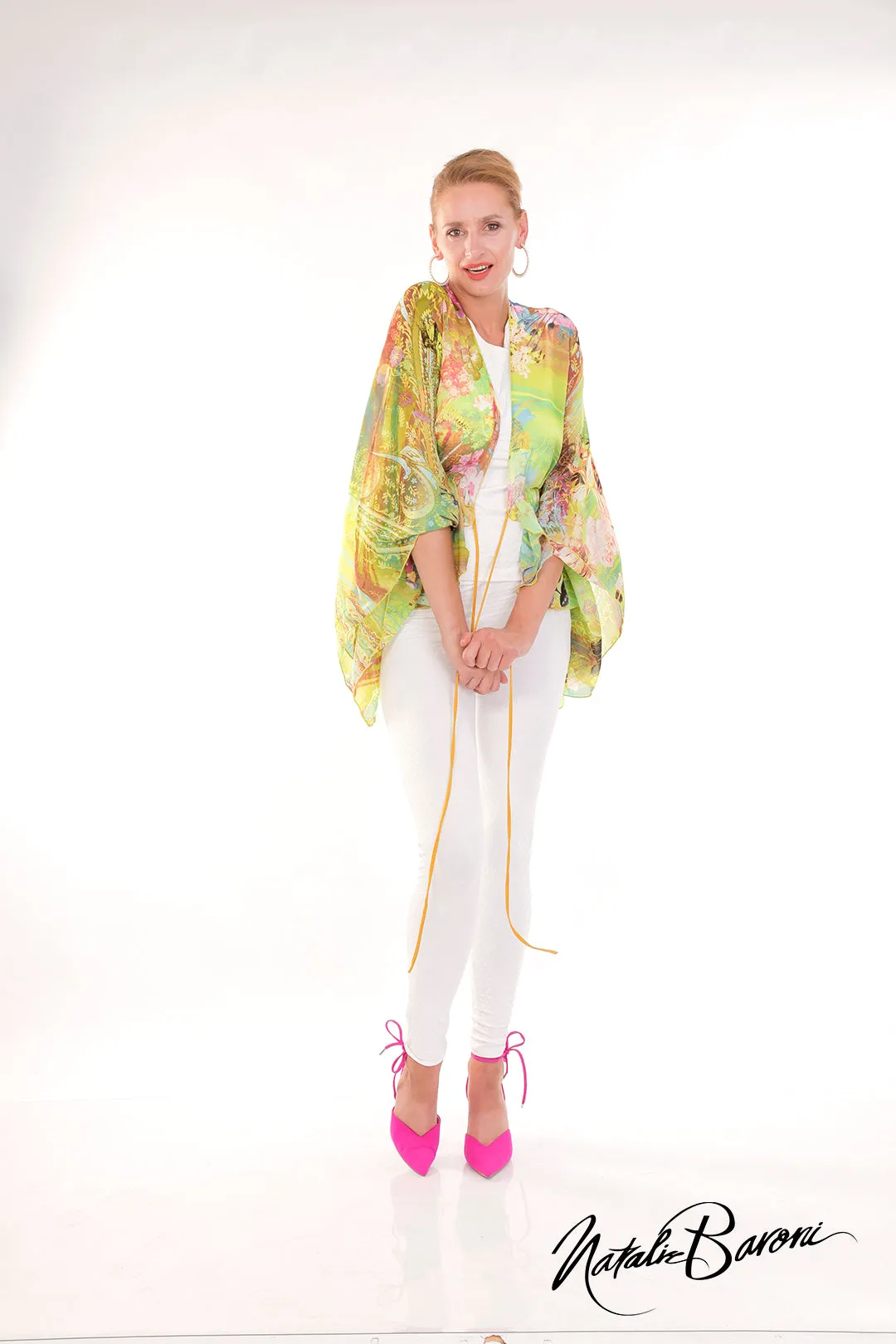 Short Kimono Sleeve Tie Front Duster - Lido