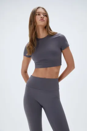 Short Sleeve Crop Top - Dark Grey