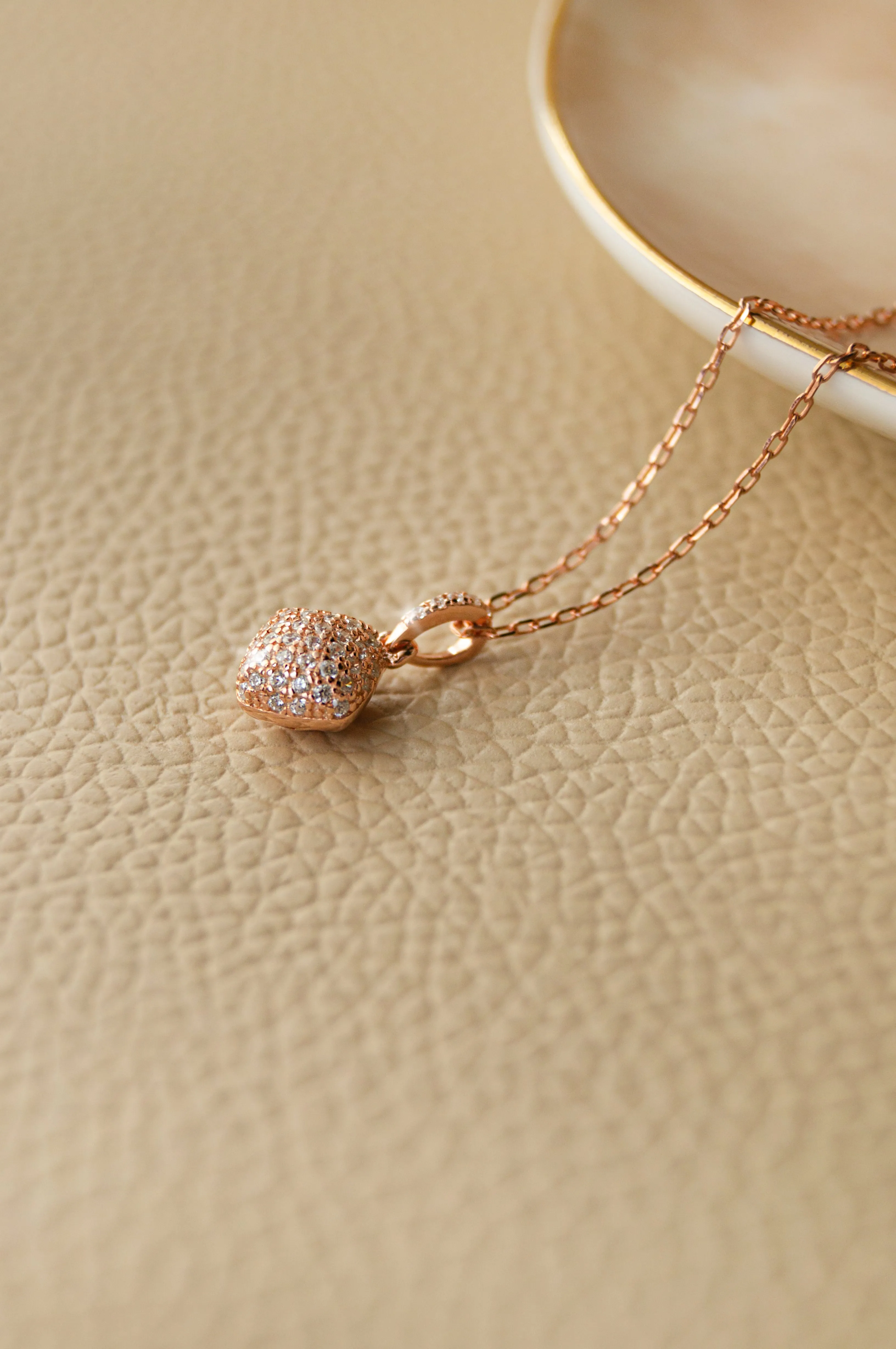 Sparkling Dust Rose Gold Plated Sterling Silver Pendant With Chain