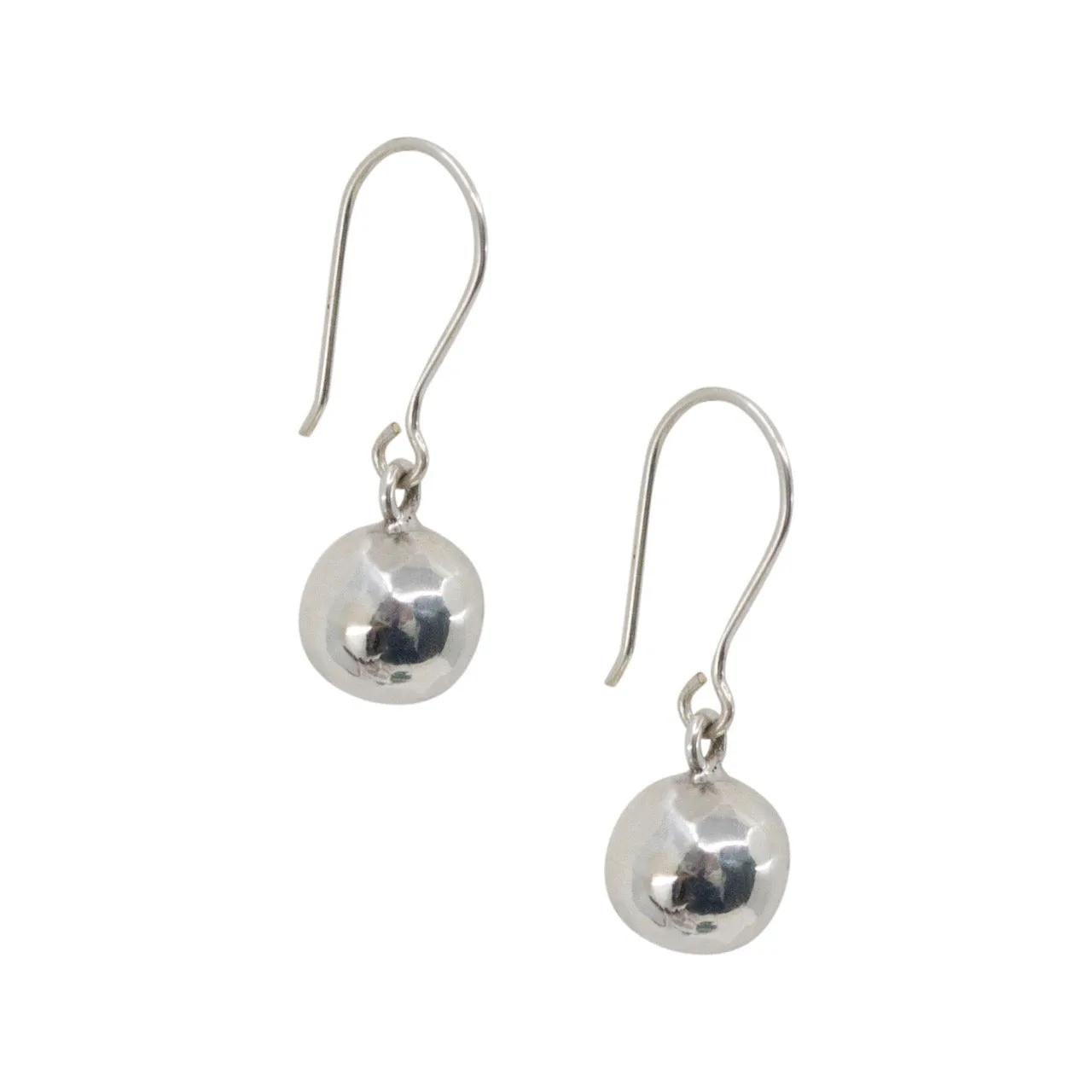 Spherical Solid Silver Drop Earrings from Taxco, Mexico