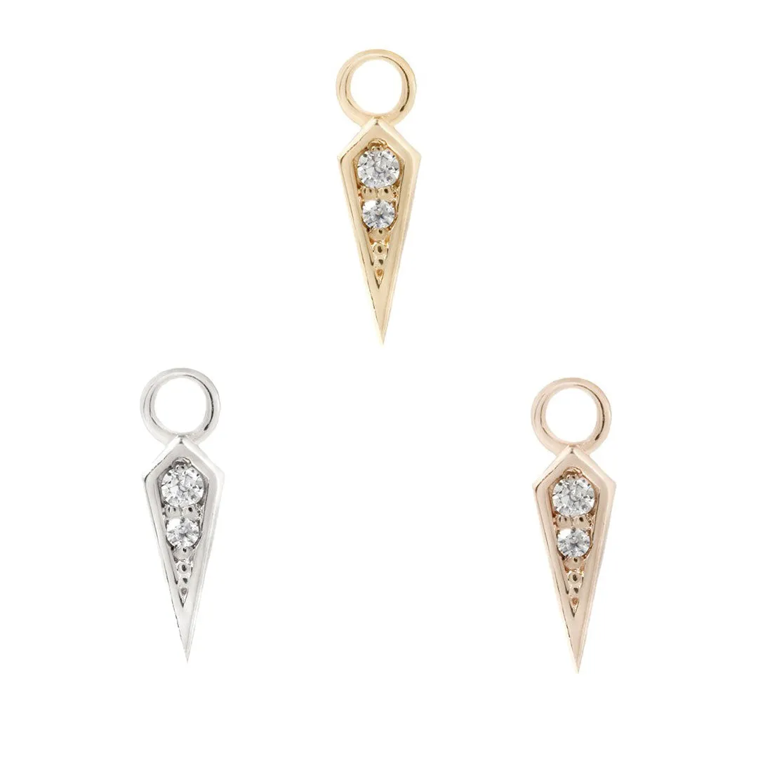 Spike Charm 14kt Solid Gold   CZ