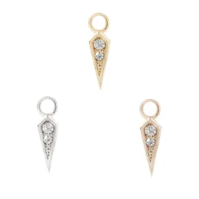 Spike Charm 14kt Solid Gold   CZ