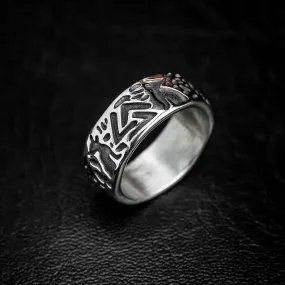 Stainless Steel Valknut and Wolf Ring