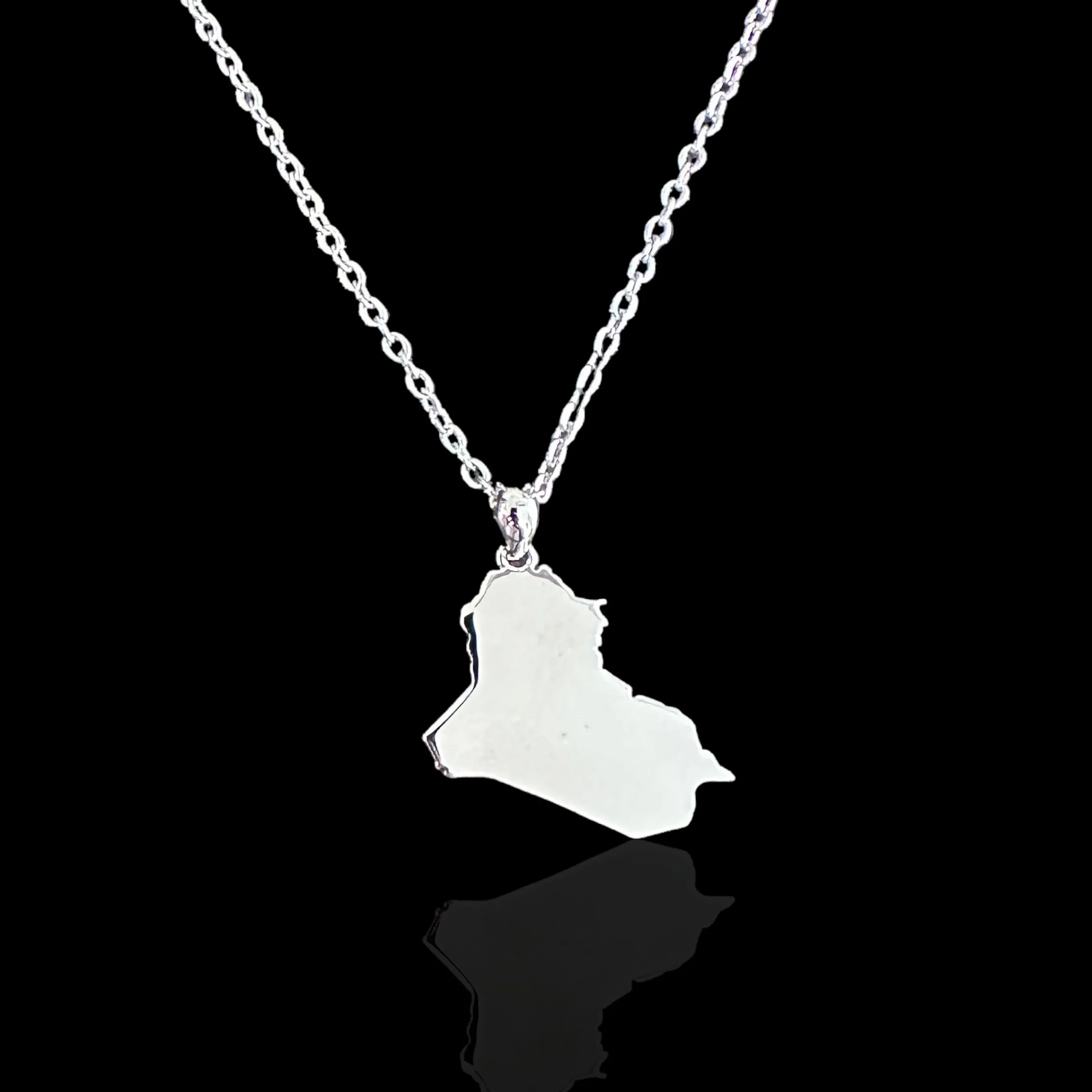 Sterling Silver Iraq Map Necklace - Available in 3 Colors