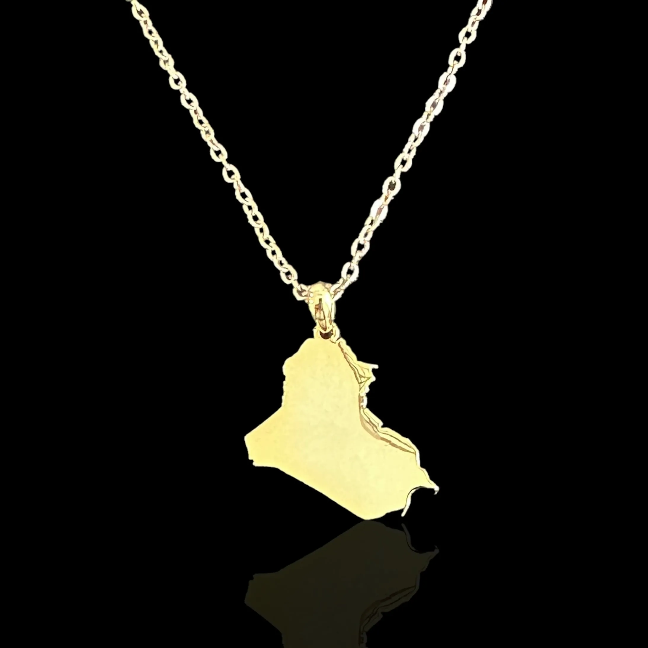 Sterling Silver Iraq Map Necklace - Available in 3 Colors